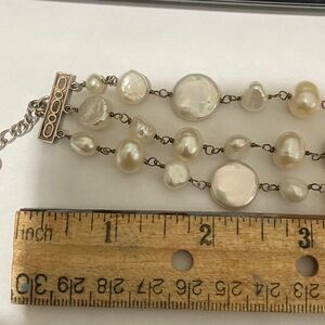 SOLD. LUC Cream 3-Strand Pearl Bracelet Sterling Silver Clasp